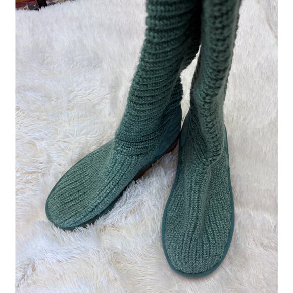 UGG Classic Cardy tall knit boots in a turquoise teal blue-green size 9 - Picture 4 of 10